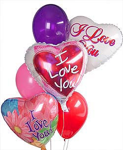 7 adet kalpli ve yuvarlak u�an balon demeti